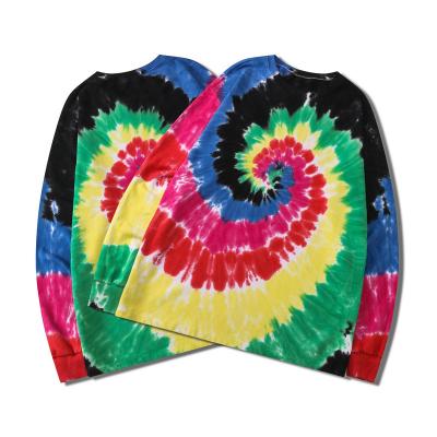 China Colorful Oversized Shoulder Logo Tie Dye Crewneck Custom Anti-wrinkle Rainbow Drop Sweatshirt for sale