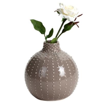 China Minimalist Round Drop Decoration Ceramic Minimalist Vase With Raised Dots for sale