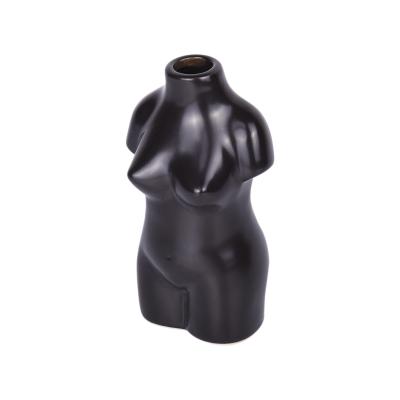 China Real touch woman black body shaped flower vase Mini Nordic Vase Ceramic pots and planters for sale