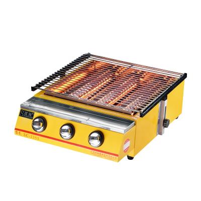 China Adjustable Size 3 Burner BBQ Grill Maker Gas BBQ Grill Meat Pork Cooking Commercial BBQ Grill for sale