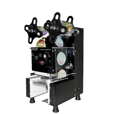 China Automatic food cup paper plastic cup sealer cup sealing machine 90/95mm boba tea shop commercial using machine for sale