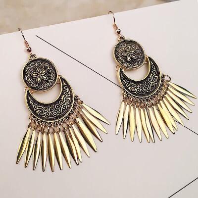 China Retro simple ethnic style coin tassel earrings European and American holiday earrings FOR WOMEN for sale