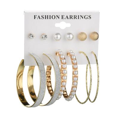 China Anti-Allergy Aliexpress Luxury Shiny Pearl Circle Hoop Earrings Jewelry Big for sale