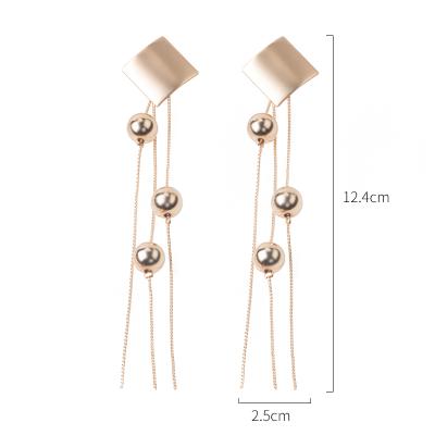 China Designer Earrings 2019Silver Korean Metal Needle Point Tassel Chain Geometric Square Earrings For Women for sale