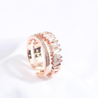 China Double Color Opening CLASSIC Korean Ring Joker Style Micro Adjustable Zircon Ring FOR WOMEN for sale