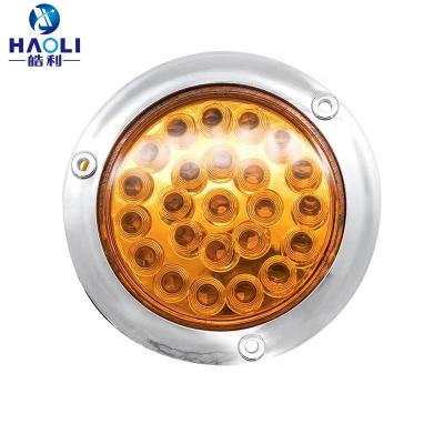 China Custom 4 Inch 24V 12v Light Red Yellow White Round High Brightness Tail Led Truck Rear Stop Lamp for sale