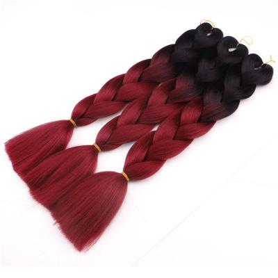 China Yaki straight box braids hair synthetic hair weave synthetic braiding ombre colors crochet braid hair extension for sale