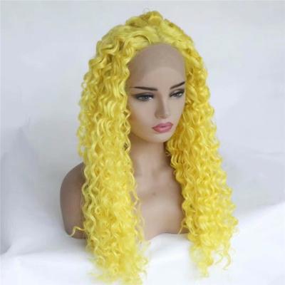 China Wholesale Good Quality Afro Wave Texture Natural Curly Straight Synthetic Wigs Lace Front Wig For Black Women for sale