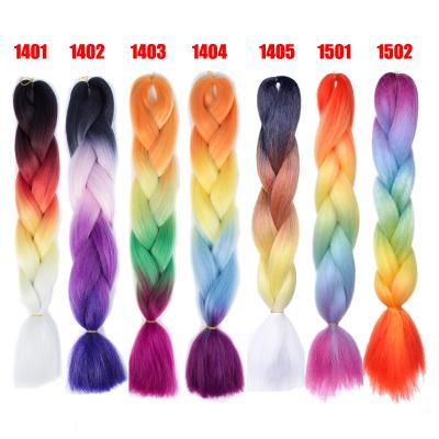 China Hot Selling Straight Synthetic Yaki Ombre Hair 4 Tones Ombre Braiding Hair Jumbo Braiding Attachments Bulk for sale