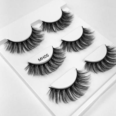 China Long natural 4 styles available synthetic 3d lashes nature long 3 in 1 false eyelashes set manufacturers for sale