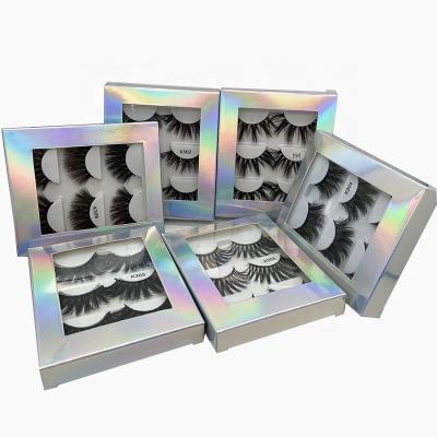 China Wholesale Criss-Cross 3 Pairs in 1 Clean Vegan 3d Synthetic Silk Thick Mink Strip Lashes Branded Eyelashes for sale