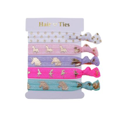 China Wholesale Custom Printed Fashion Horse Logo Elastic Ponytail Wristband Hair Ties For Women Fluffy Hair Ties for sale