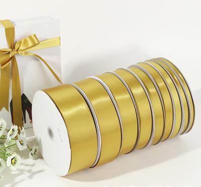 China Wholesale Cheap Price High Tenacity 100 Yards Double Satin Ribbon Roll Gold Color 1inch 25mm Satin Acetate 38mm Silk Single Faced Ribbon for sale