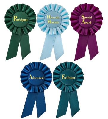 China 1st Place Rosette Tenacity Tops Award Rosette Dog Show School Badge Race Satin Ribbons Custom Design Logo Printed for sale