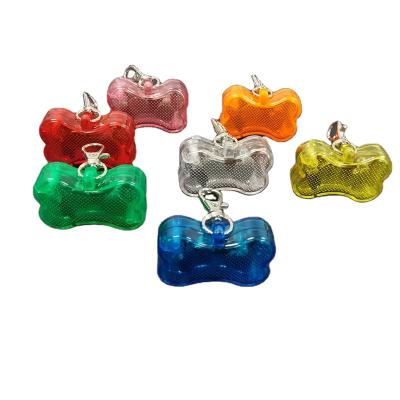 China Led Flashing Dog Tag Stored Diamond Gold Dog Pendant Cat ID Tag Led Flashing Night Security Clip Tag Light for sale