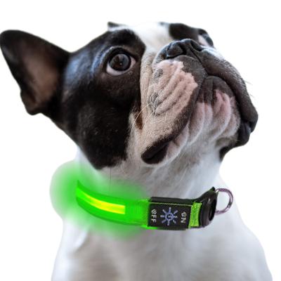 China New Suitable Dog Goods USB Lights 2023 Air Tag Nylon Medium And Large Ribbon Type C Charging LED Pet Collar for sale