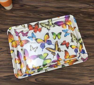 China Cheap 2019 13 inch rectangle decal printing 30% or 100% melamine tea tray for sale