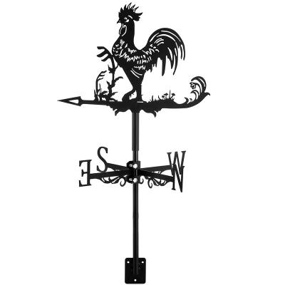 China Art Deco Custom Rooster Wind Vane Rooftop Weather Vane Retro Metal Wind Direction Indicator Farm Scene Garden Art Decor Patio Decorations for sale