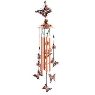 China Metal Custom Outdoor Metal Wind Chimes Butterflies Aluminum Tube Windchime with S Hook Custom Patio Garden Decor Housewarming Gifts for sale