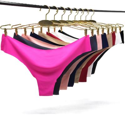 China Cheap Ice-silk Women Cotton Thongs Ladies Panties Hot Girl Sexy Seamless Fancy Wholesale Solid Color Breathable for sale