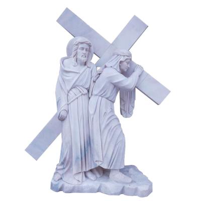 China Religion Christian Stone Jesus cross marble sculpture,China stone carving Sculpture supplier for sale