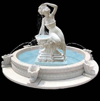 China Garden stone fountain carving statue water fountain white marble sculpture ,stone carving supplier for sale