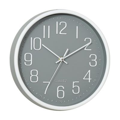 China Timing Manufacturers Supply Promotion Plastic Stylish Grey/White Round Wall Clock For Wall Decoration for sale