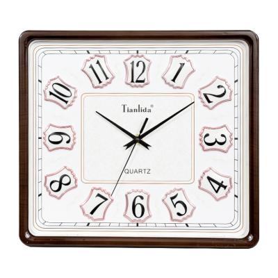 China Creative Factory Price Customizable Vintage Timing Wooden Square Designed Wall Clock For Home Decorations for sale