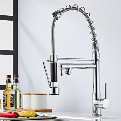 China Pull Out Spray Two Ways Pull Out Spring Kitchen Faucet Brass Sink Insurance Pull Down Faucets for sale