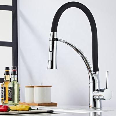 China Modern Kitchen Sink Modern Steel Gold Water Brushed Black Color Pull Out Kitchen Faucet for sale