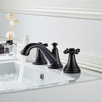 China Modern Double Handle Shower Matte Black Basin Health Faucet Faucet Set With Customizable Logo For Bathroom for sale