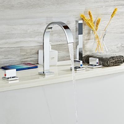 China Faucets Bathroom Accessories Bath Waterfall Faucet Metered Brass Tub Faucet With Hand Held Shower Head for sale