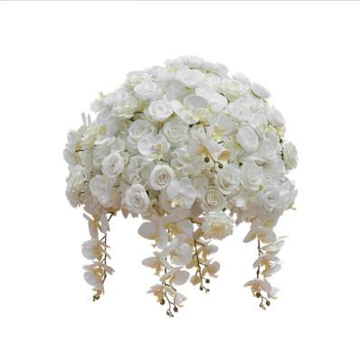 China Wholesale Artificial Hydrangea Ball Phalaenopsis Centerpiece Fashional Artificial Flower Table White Flowers Silk Ball For Wedding Table for sale