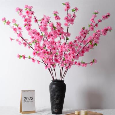 China Wholesale Green Environmental Protection Artificial Flower Bush Backdrop Peach Blossom Wedding Decoration for sale