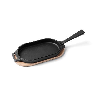 China Outdoor Equipment Raising Best Camping OEM Cast Iron Whole Cookware Frying Grill Pan Carbon Steel Steak Cast Iron Skillet for sale