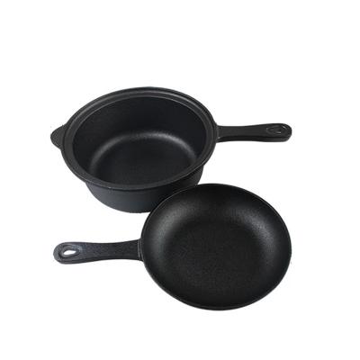 China Sustainable Cast Iron 2 in 1 Skillet Set Cookware Pot and Lid Set Deep Pan and Shallow Skillet Dutch Oven for sale