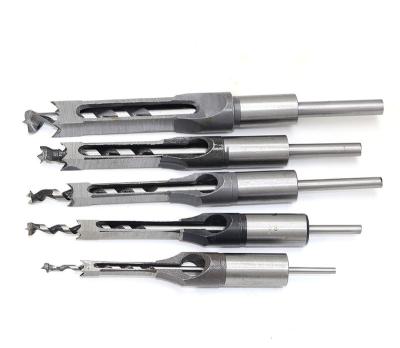 China Carving Square Hole Countersunk Wood Twisted Drill Bit Mortising Chisel With Round Shank for sale