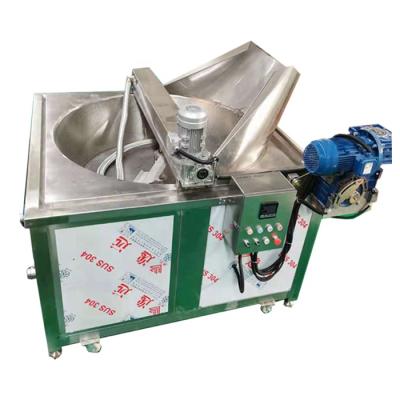 China Hotels Automatic Stirring Fryer Round Batch Type Chin Chin Pot Gas Heating Deep Frying Machine for sale