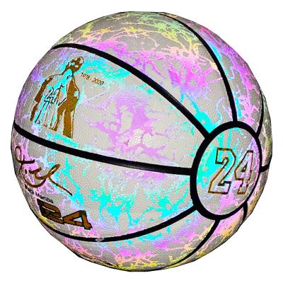 China Team Sporting Games latest factory direct sales  Hot sale Cheap Price light Custom logo reflective shiny reflective Glowing Basketball Balls for sale