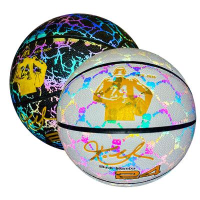 China Team Sporting Games Customized basketball latest factory direct sales Reflective Luminous basketball competitive price  reflective basketball for sale