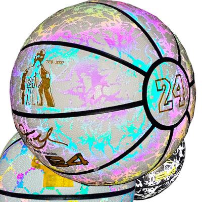 China Team Sporting Games Customized basketball latest factory direct sales Rainbow cube reflective basketball glow in the dark ball basketball for sale