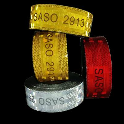 China Truck Safety Zhentu SASO 2913 Reflective Sticker PET ECE 104R Yellow Saudi Arabia Safety Marker Conspicuity Reflective Tape Car Truck Trailer for sale