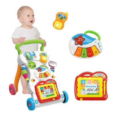 China Cotton Children's Musical Walker Educational Toys Toddler Trolley Sit-in-Stand ABS Baby Walker Cheap For Toddler Children for sale