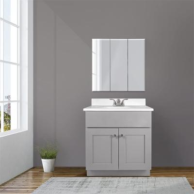 China Modern American New Design Luxury Floor Mounted Single Basin Bathroom Vanity Cabinet With Resin Top Sink for sale