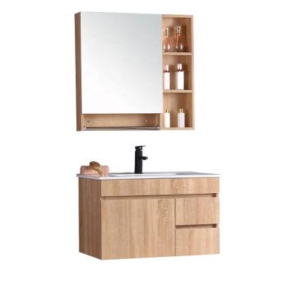 China New Design Modern Hot Selling Bathroom Mirror Cabinet Wooden Vanity With Single Sink for sale