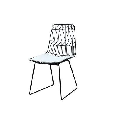 China Industrial Stock Available Popular Restaurant Dining Chair With Art Chair Black Wire Upholstered Solid Banquet Stacking Chairs for sale