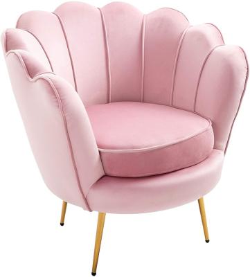 China New Design Tufted Fabric Single Arm Sofa Chair Golden Metal Frame Luxury Lounge Chair for sale