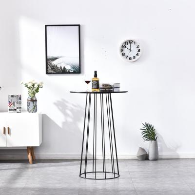 China 2020 New Design Metal Legs Best Selling MDF Stand Coffee Table Best Circular Living Room Furniture Side Table High With Metal Legs for sale