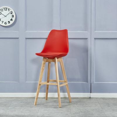 China New Design Chinese Modern Bar Chair Furniture Supplier Wooden Leg Upholstered Plastic PP High Bar Chairs for sale