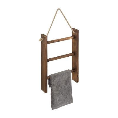 China Country Style Rustic Twist Wood Table Panel 16 Inch Ladder Kitchen Towel Rack for sale